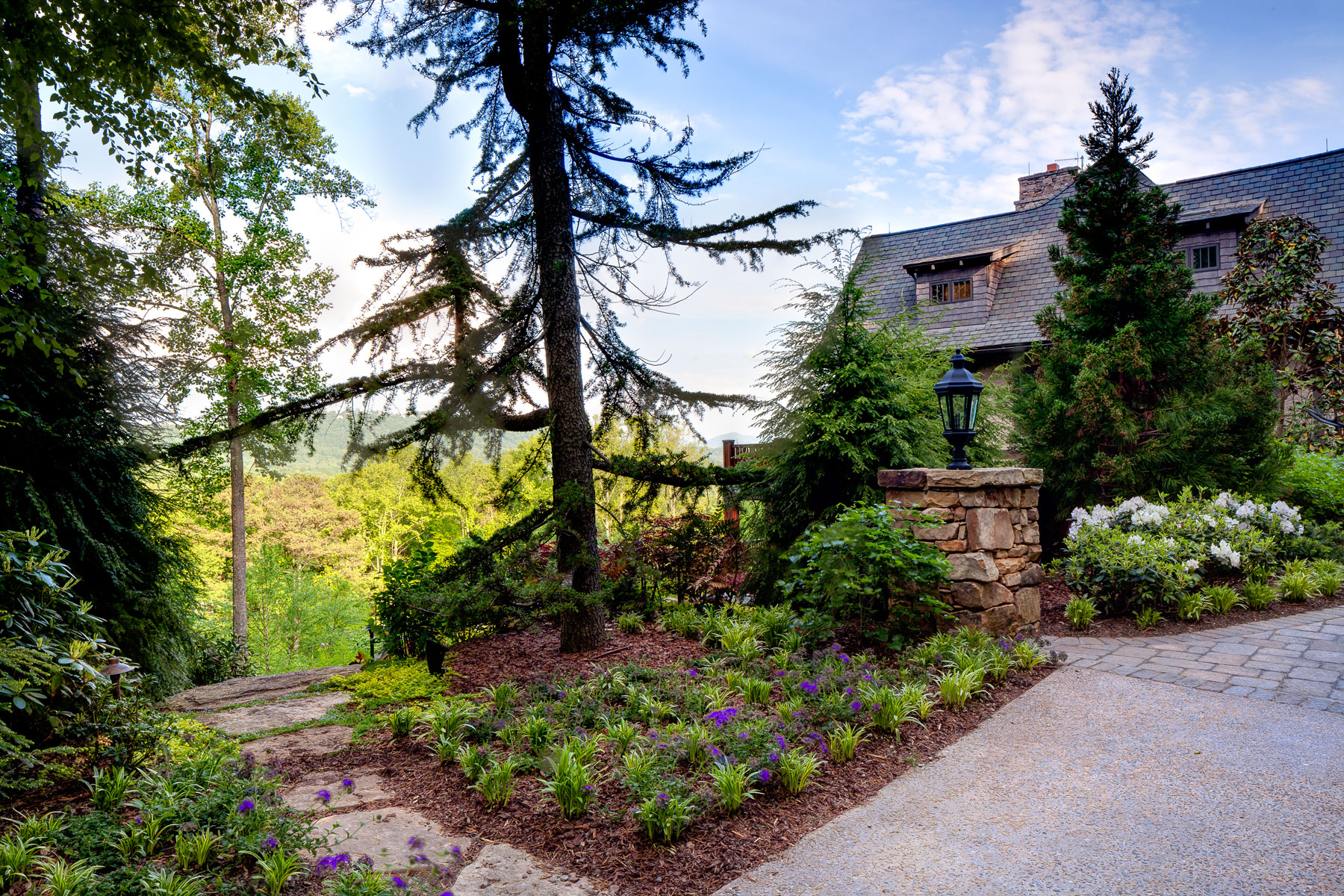 Front drive entrance to the Modern Rustic Mountain Estate Home