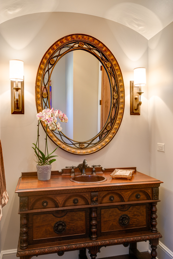 Powder room vanity furniture style in the Ramble Romantic of Biltmore Forest