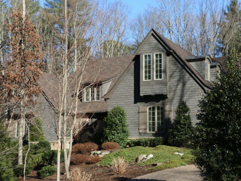 English Manor Style Shingle Home in Asheville painted with Sherwin-Williams Urbane Bronze