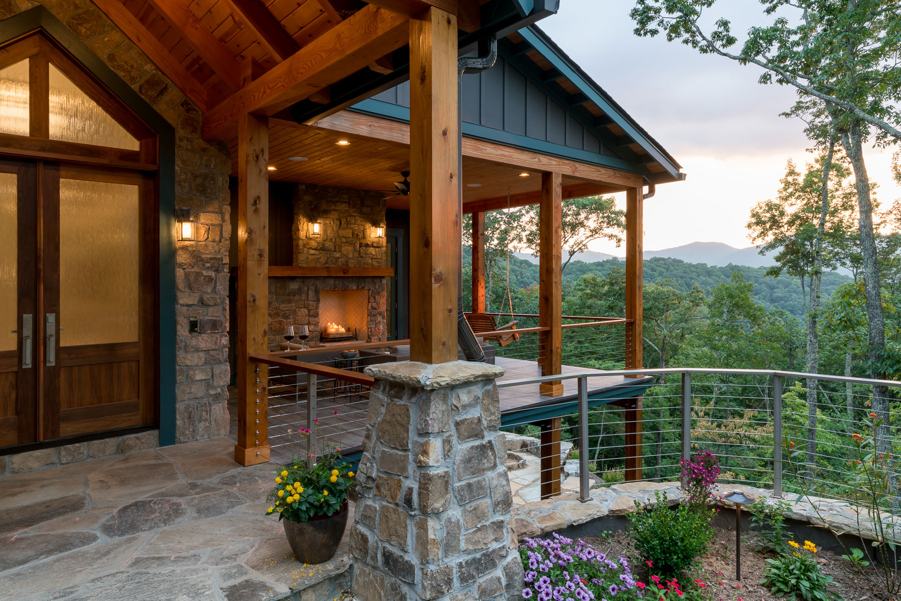 Front elevation of the Waynesville Mountain Modern Craftsman