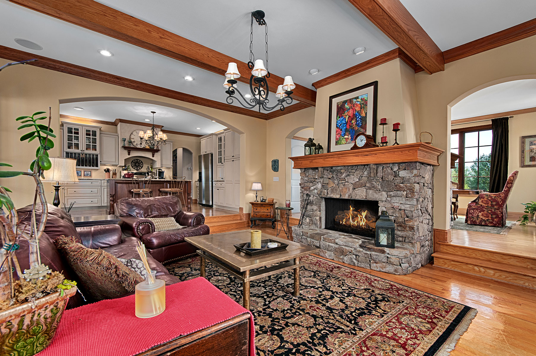 sunken-family-room-open-kitchen