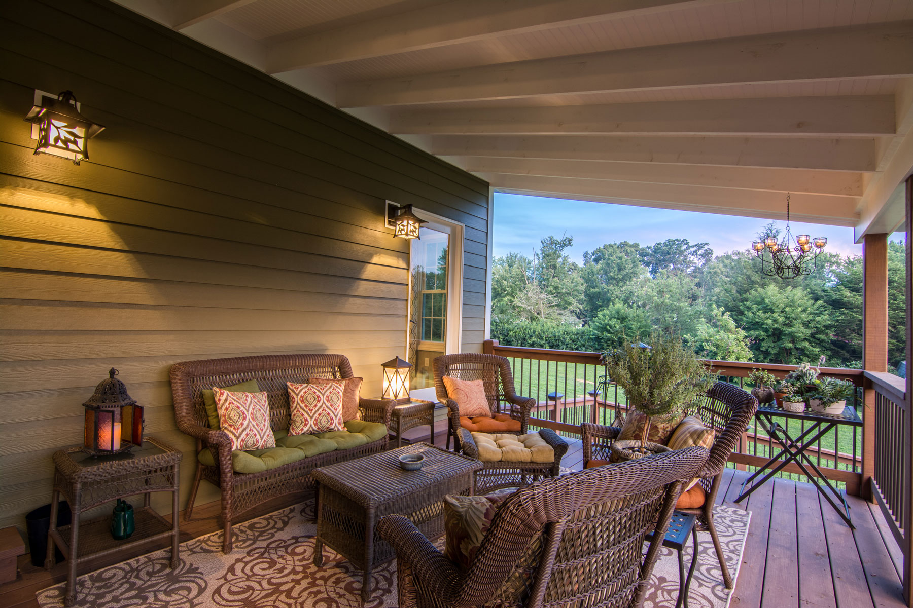 Covered porch added along with family room addition