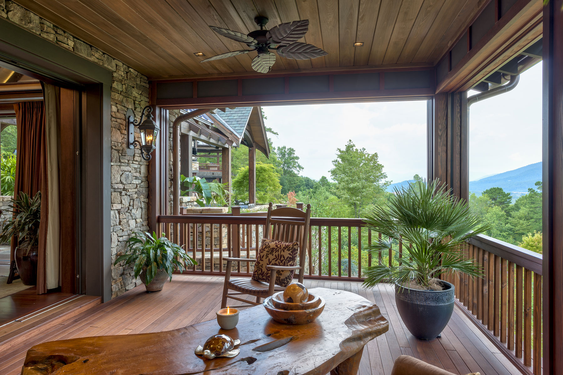 Guest house covered porch with mountain views