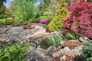 Stone patio with outdoor firepit