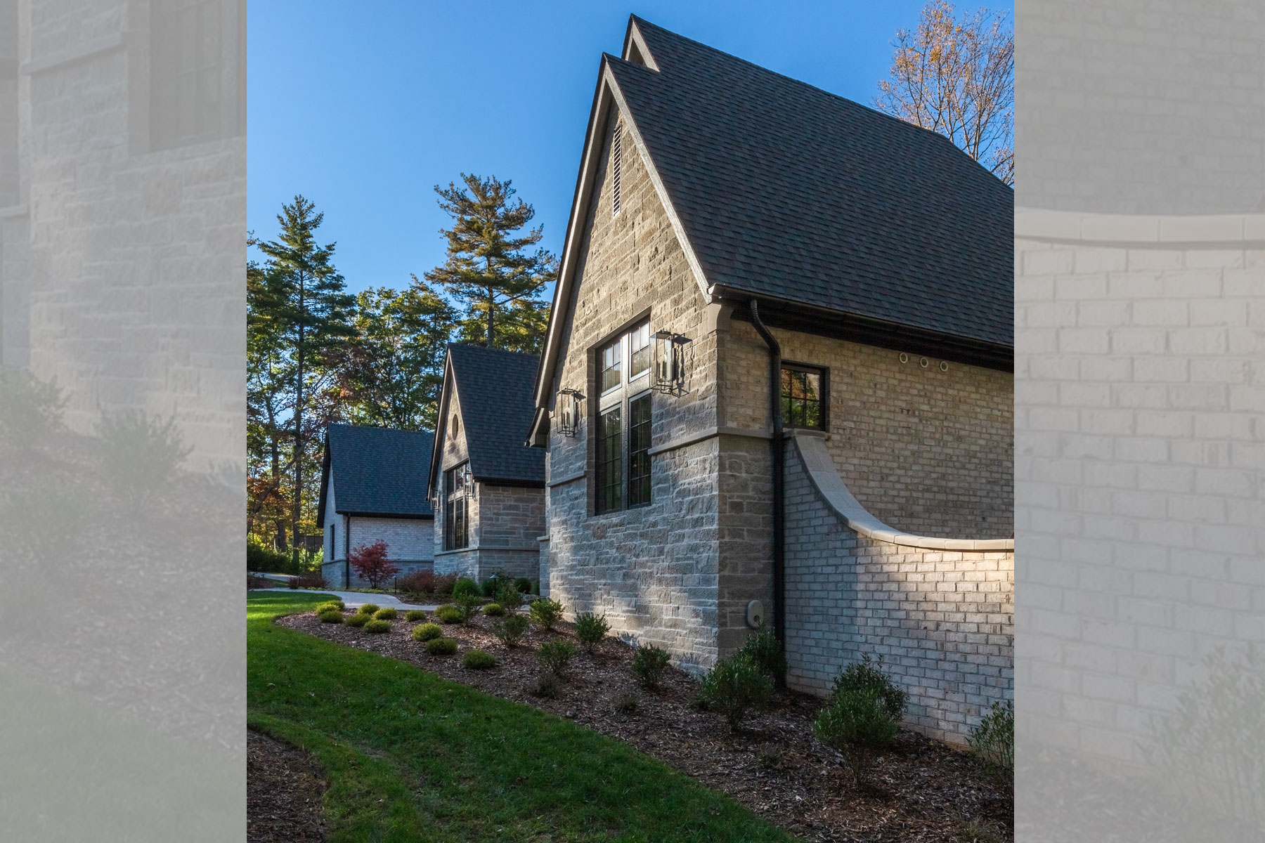 White brick and stone mountain home