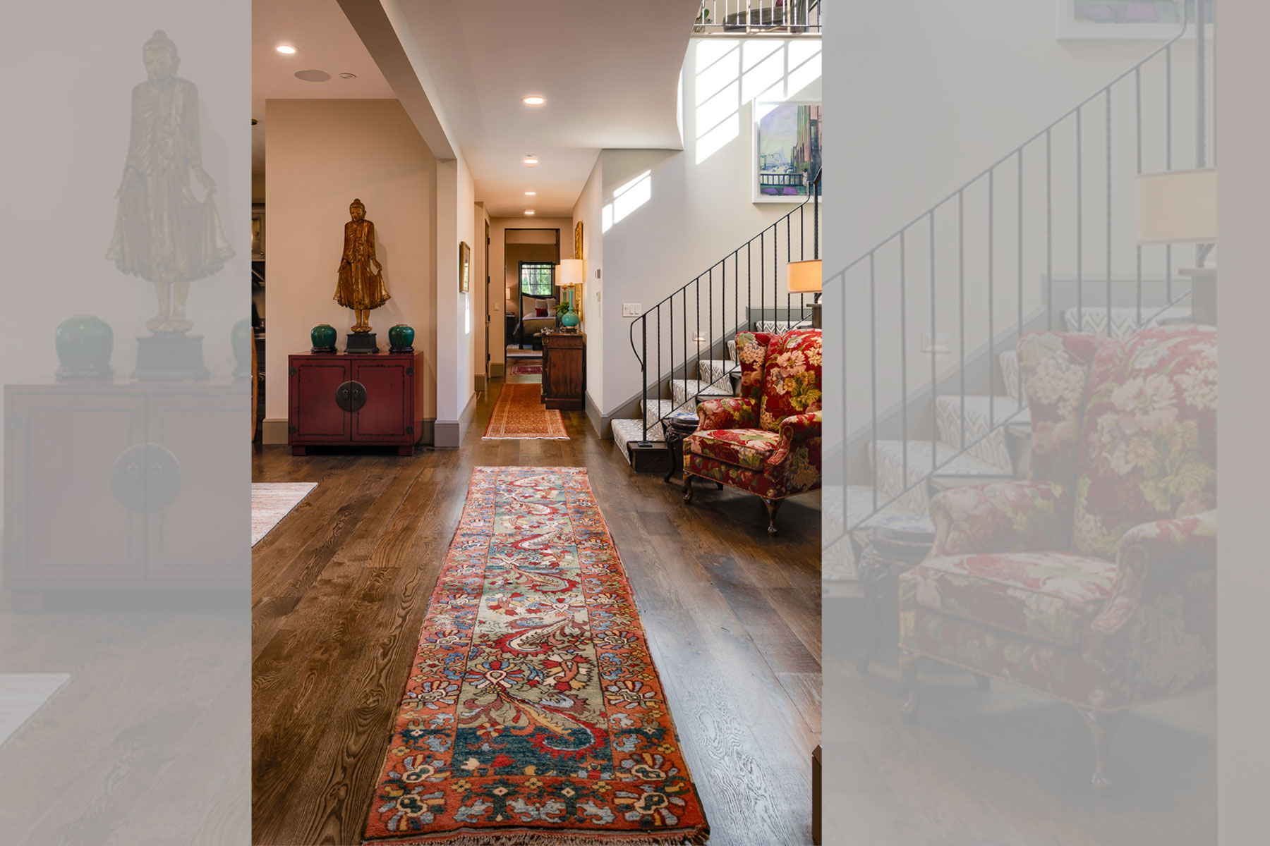 View down the hall to second master suite on lower level