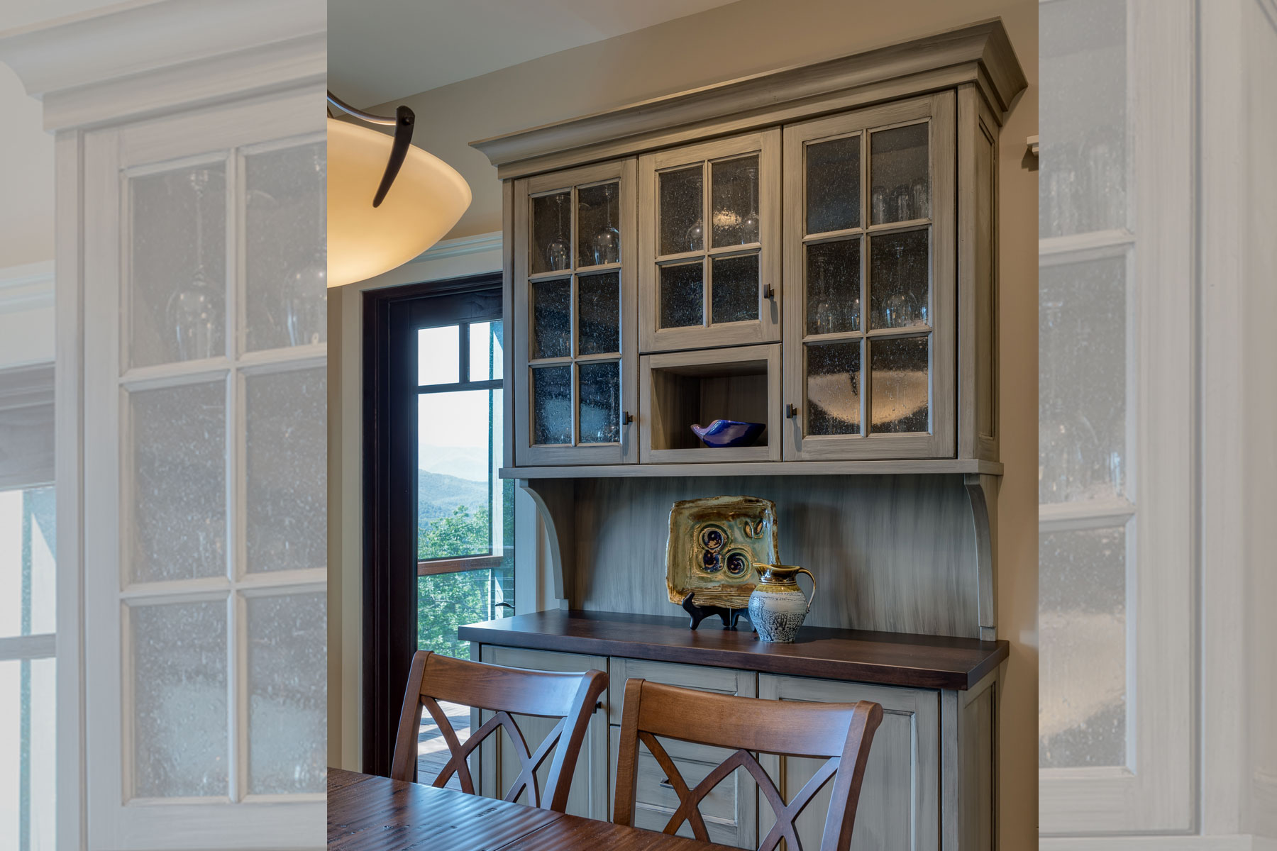 Custom, built in cabinetry to look like hutch