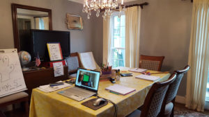 Dining room turned home office school room