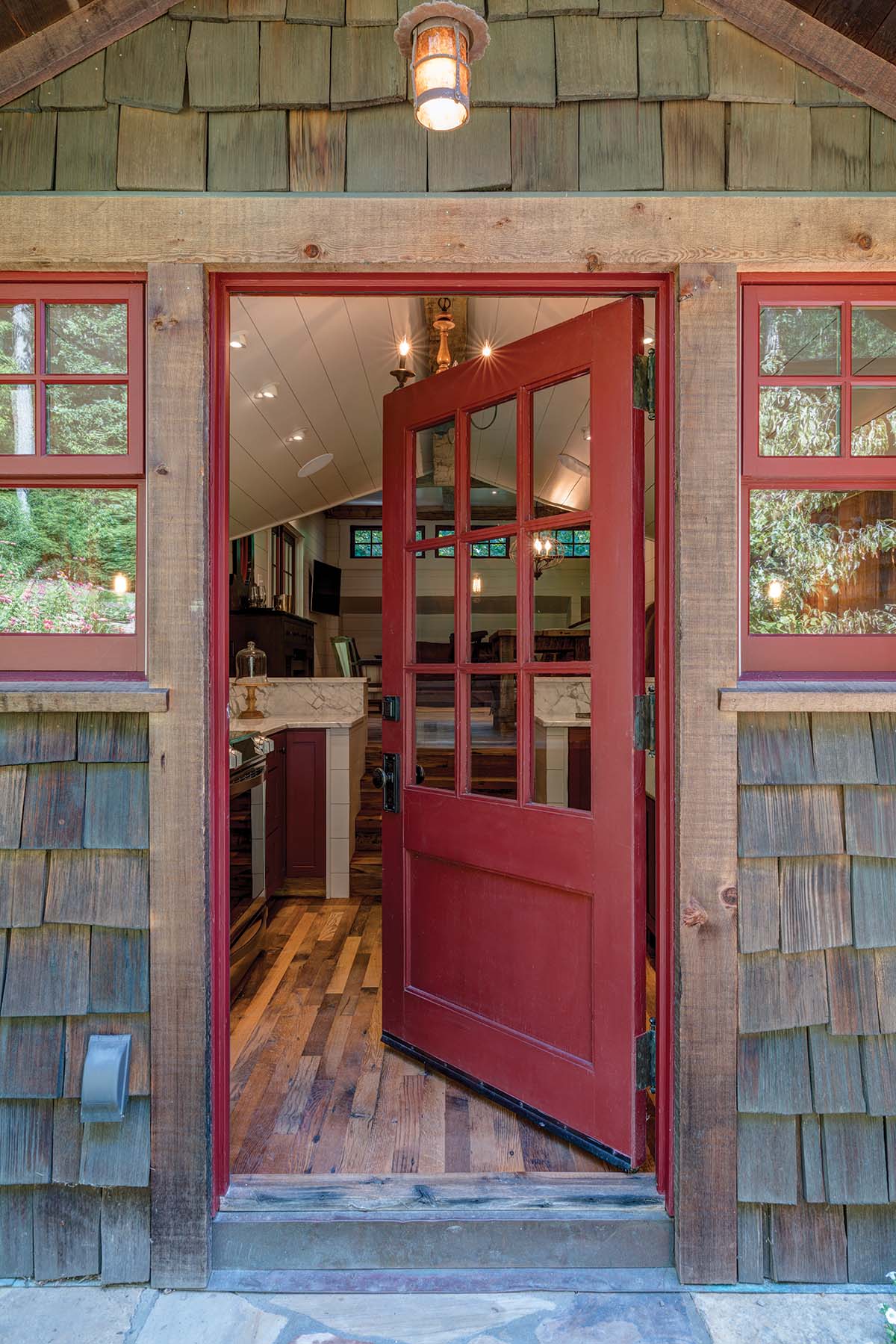 Entry door into carriage house renovation in Fletcher, NC