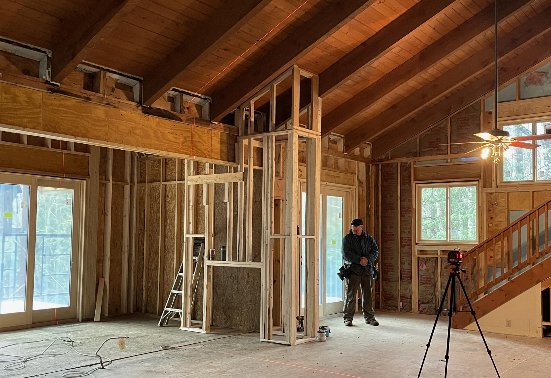 During construction of new great room with fireplace