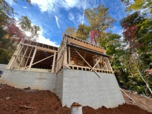 Rear view of hillside Lake Lure home