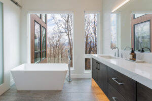 New master suite bathroom renovation with a view from the tub!