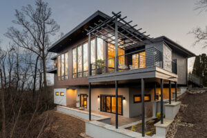 Whole house renovation of Asheville home. Rear elevation view.