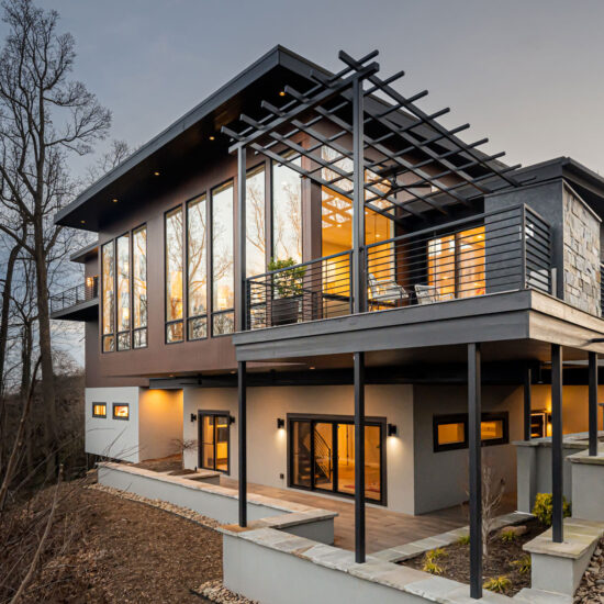 Whole house renovation of Asheville home. Rear elevation view.