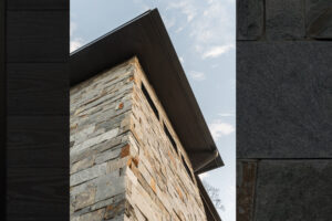 Stacked stone exterior adding to mountain home renovation