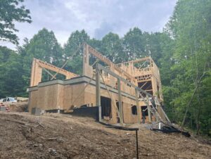 Three-story family retreat under construction in the town of Black Mountain, NC