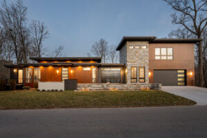 Modern mountain home in Asheville designed by architecture firm, ACM Design. Created from existing home major renovation and large addition.